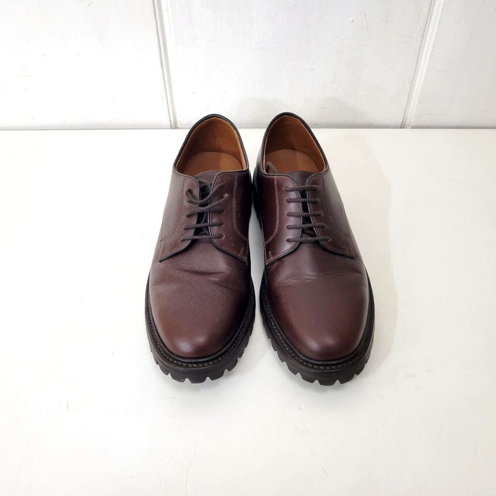 J.Crew Men's Brown Leather Derby Shoes With Vibram Soles Size 9 - Picture 9 of 10